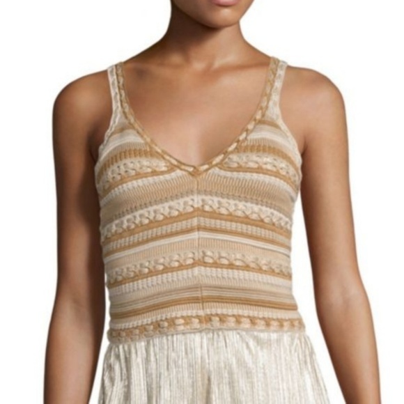 Alice + Olivia Tops - Alice + Olivia Sandrine Crochet Crop Tank Size L